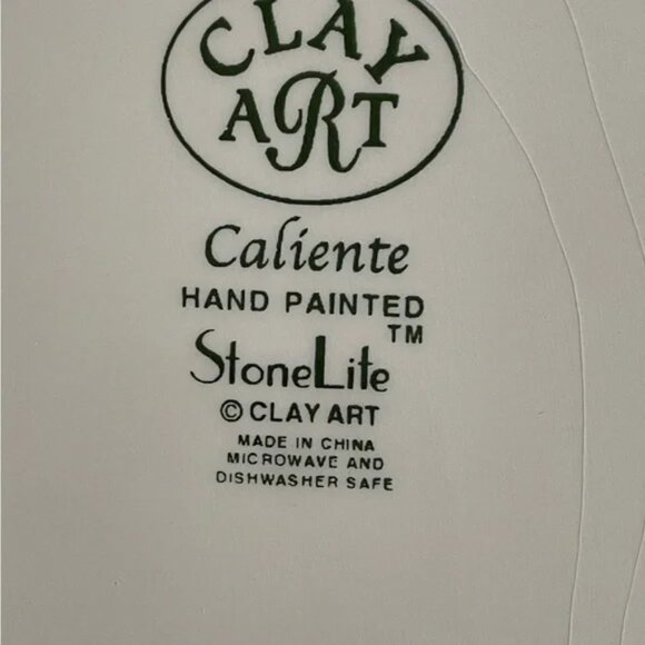 CLAY ART Jalapeño PLATE Hot Pepper Black orange yellow green fiesta 1” d x 8” sq - Picture 13 of 13